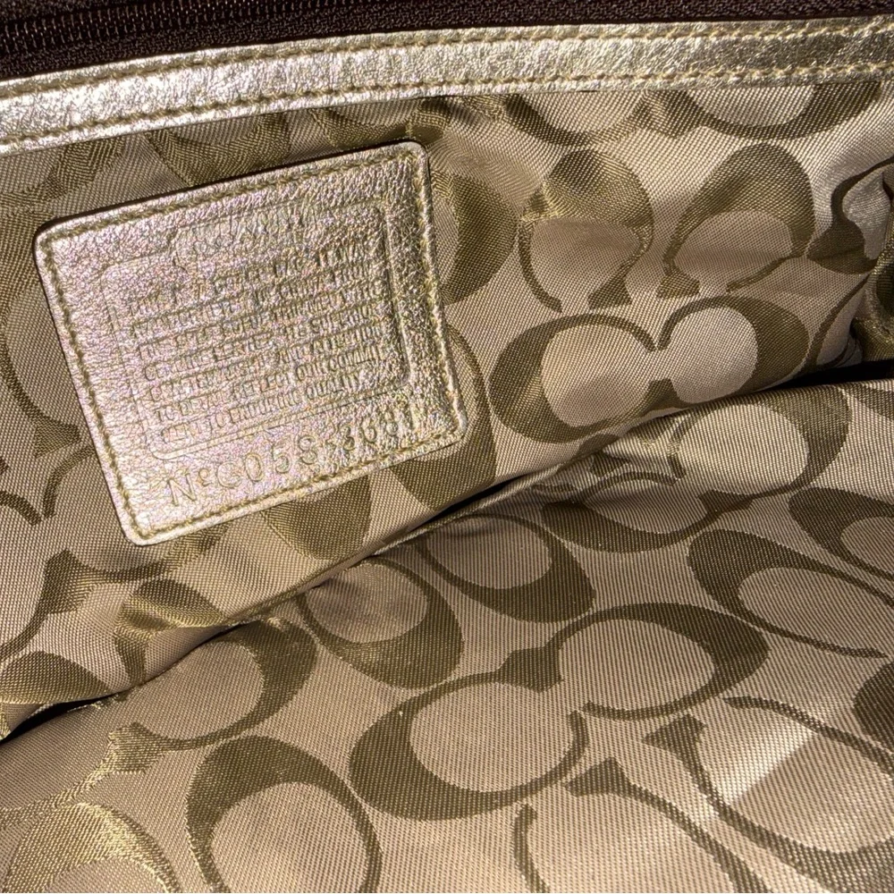 Vintage Coach Beige and Silver Suede Satchel - Picture 15 of 15